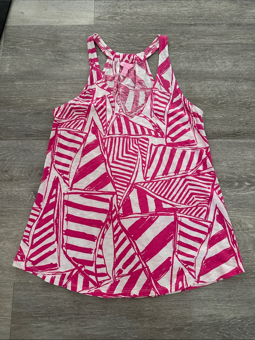 Lilly Pulitzer Pink and White Printed Tank Top size medium